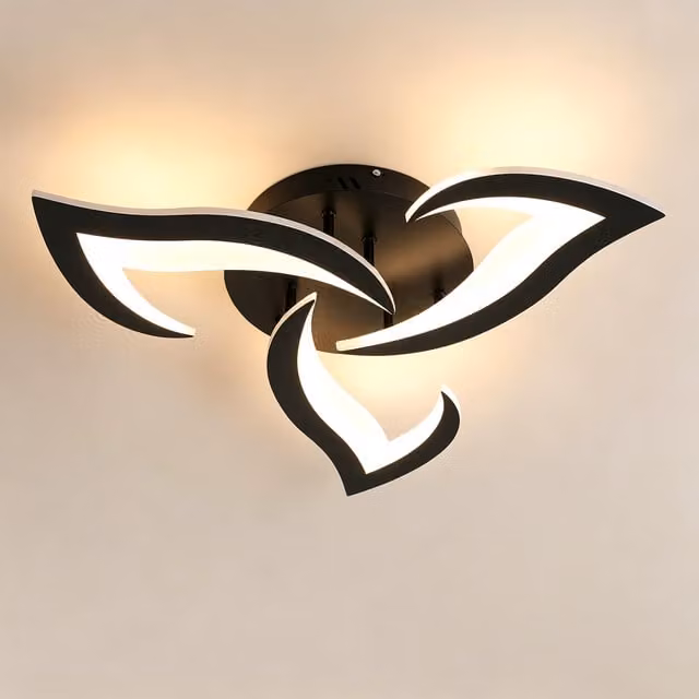 GOECO Modern LED Ceiling Mounted Light in Black with Remote Control