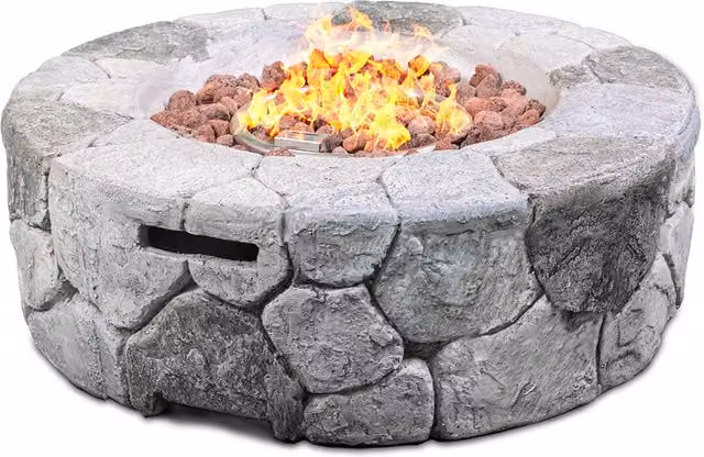 KALUYA Gas Fire Pit with Eco Stone Finish in Grey