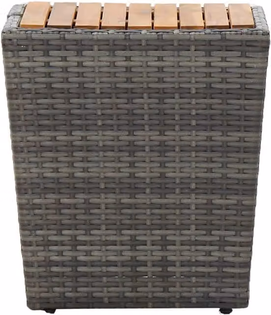 Berkfield Home Grey Tea Table in Poly Rattan and Solid Acacia Wood, W/D/H: 41.5 x 41.5 x 43 cm – 1