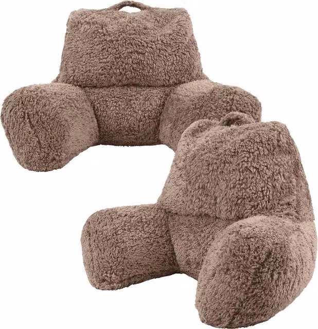 ICON Cuddle Cushion Set of 2, Round Berber Fleece, Brown