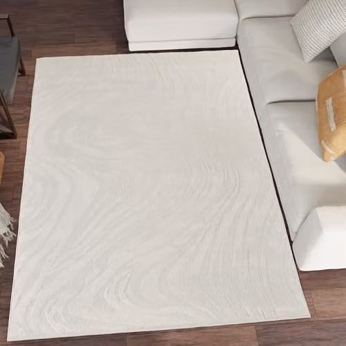 Desire Rugs Modern Rectangular Living Room Area Rug, Beige and White, W: 200 cm, D: 290 cm