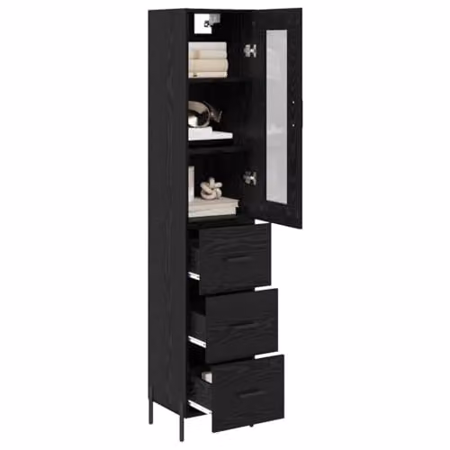 vidaXL Modern Tall Unit in Black, W/D/H: 34.5 x 34 x 180 cm