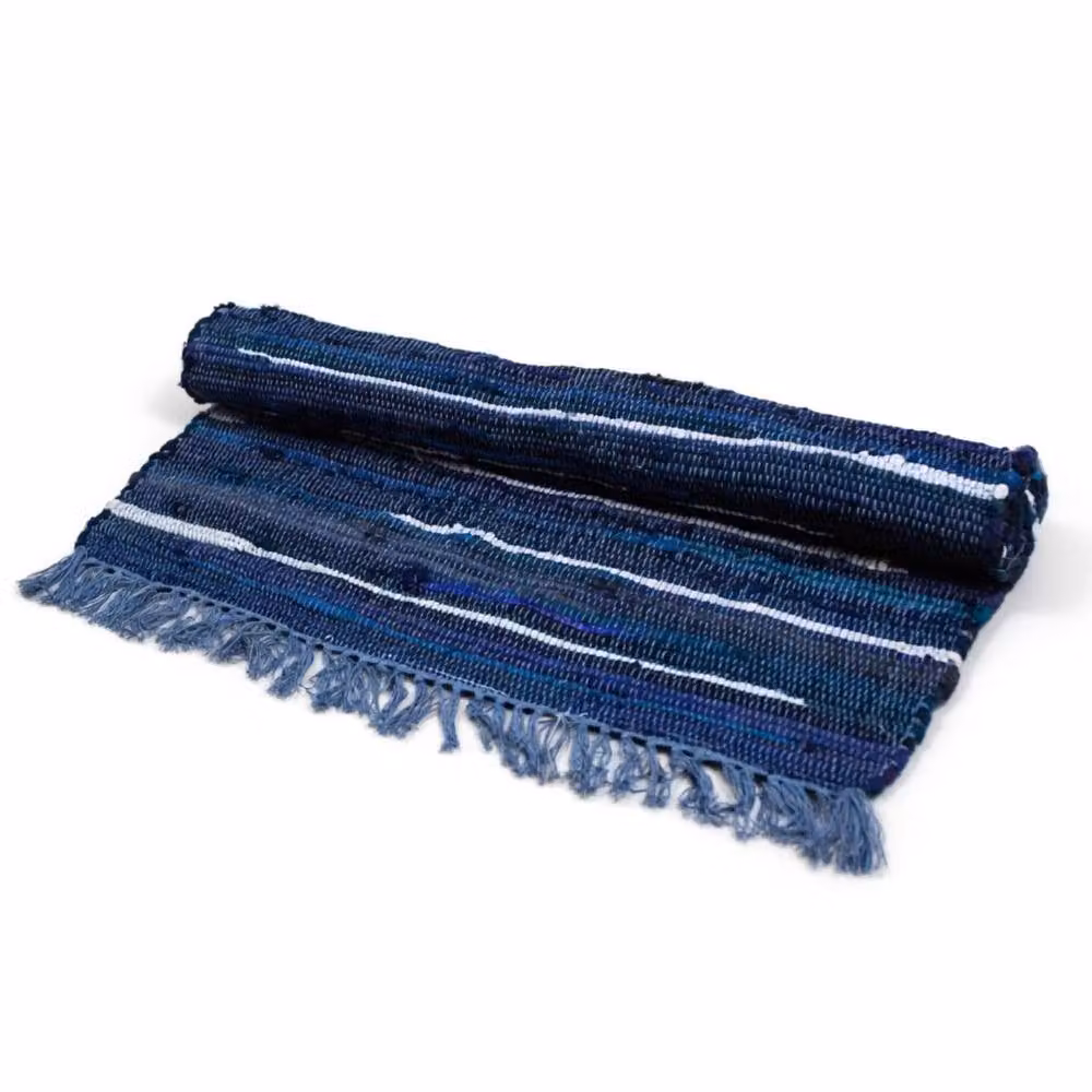 KDMD Premium Braided Rag Rug in Blue and Grey, W: 150 cm, D: 90 cm – 4