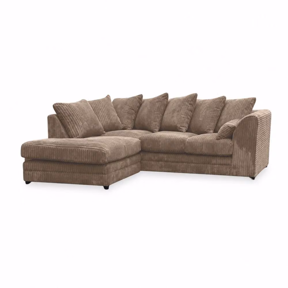 Snug Furniture Birmingham Ltd Jumbo Cord Left Hand Corner Sofa with Matching Ottoman in Brown – 2