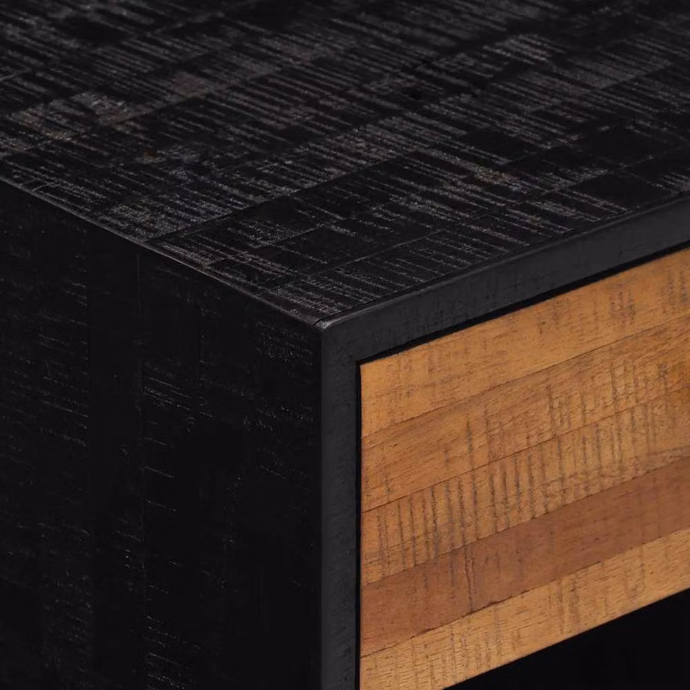 Berkfield Home Beautiful Mid Century Solid Teak Bedside Cabinet in Black W/D/H: 40 x 30 x 50 cm – 5