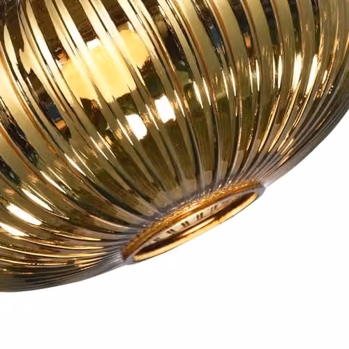 Happy Homewares Modern Oval Ribbed Glass Pendant Lamp Shade in Gold, W: 30 cm, H: 17 cm – 2