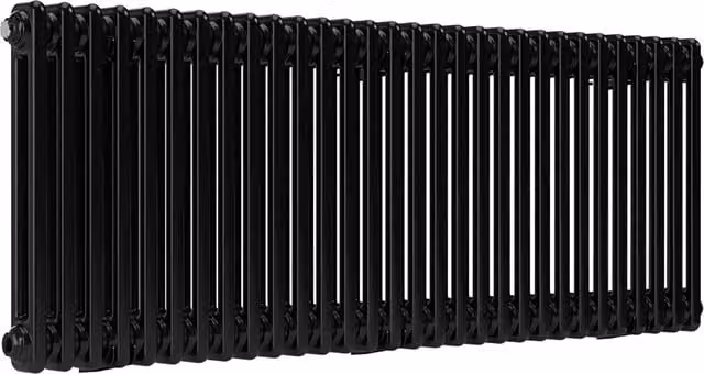 Lux Heat Horizontal 2 Column Steel Radiator in Black, W/H: 137.0 x 50.0 cm