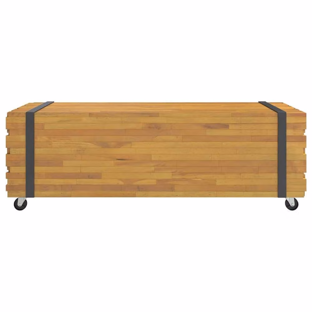 Berkfield Home Solid Teak Wood Coffee Table in Brown, W/D/H: 110 x 45 x 35 cm – 3