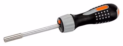 Bahco 1/4" Ratcheting Bit Holder Screwdriver with LED Light and 6 Bits in Grey and Multicolour