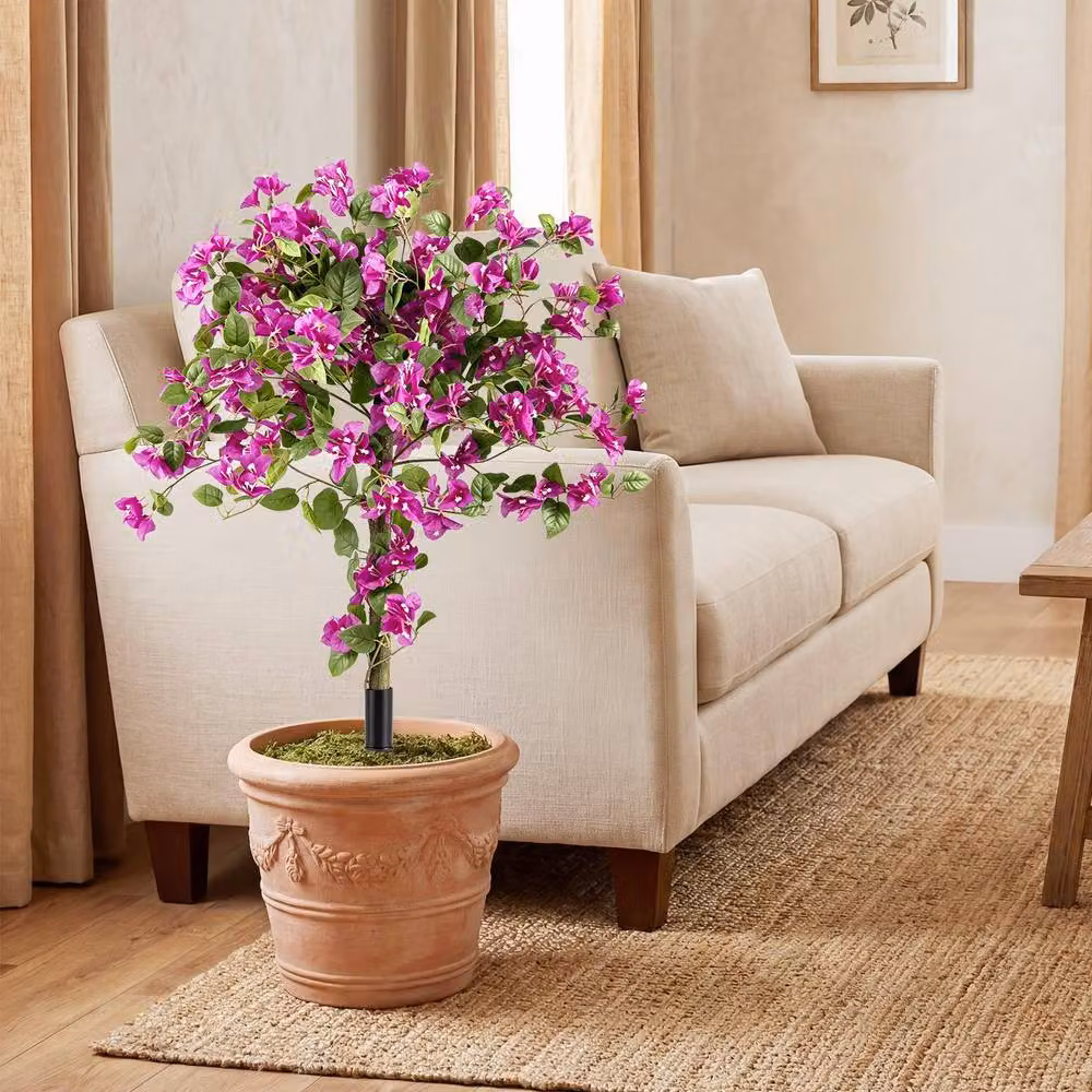Costway Set of 2 Pink Multicolour Silk Bougainvillea Faux Trees – 9