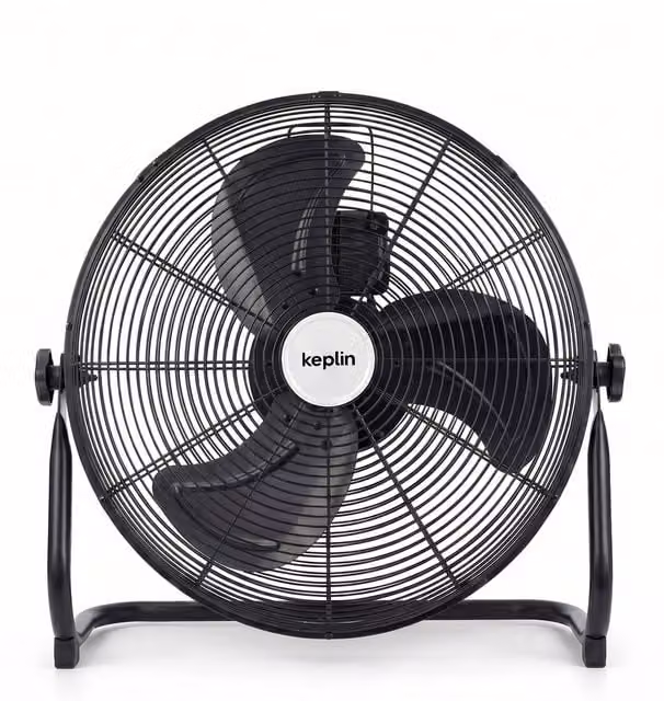 KEPLIN Heavy Duty Black Floor Fan with 3 Speeds and Adjustable Head, Diameter: 30 cm