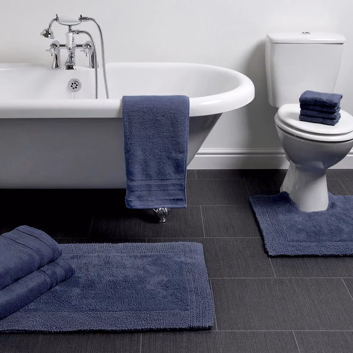 Allure Bath Fashions Elegance Reversible Heavyweight Cotton Pedestal Mat in Blue, W/D/H: 55 x 55 x 1 cm – 2