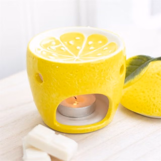 KDMK Lemon Zest Ceramic Tealight Oil Burner, Yellow