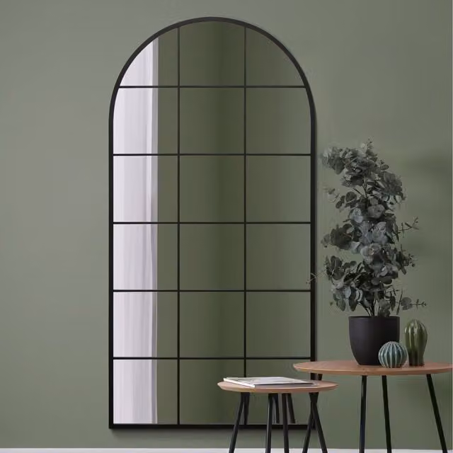MirrorOutlet Fenarc Modern Wall Mirror in Black and Gold