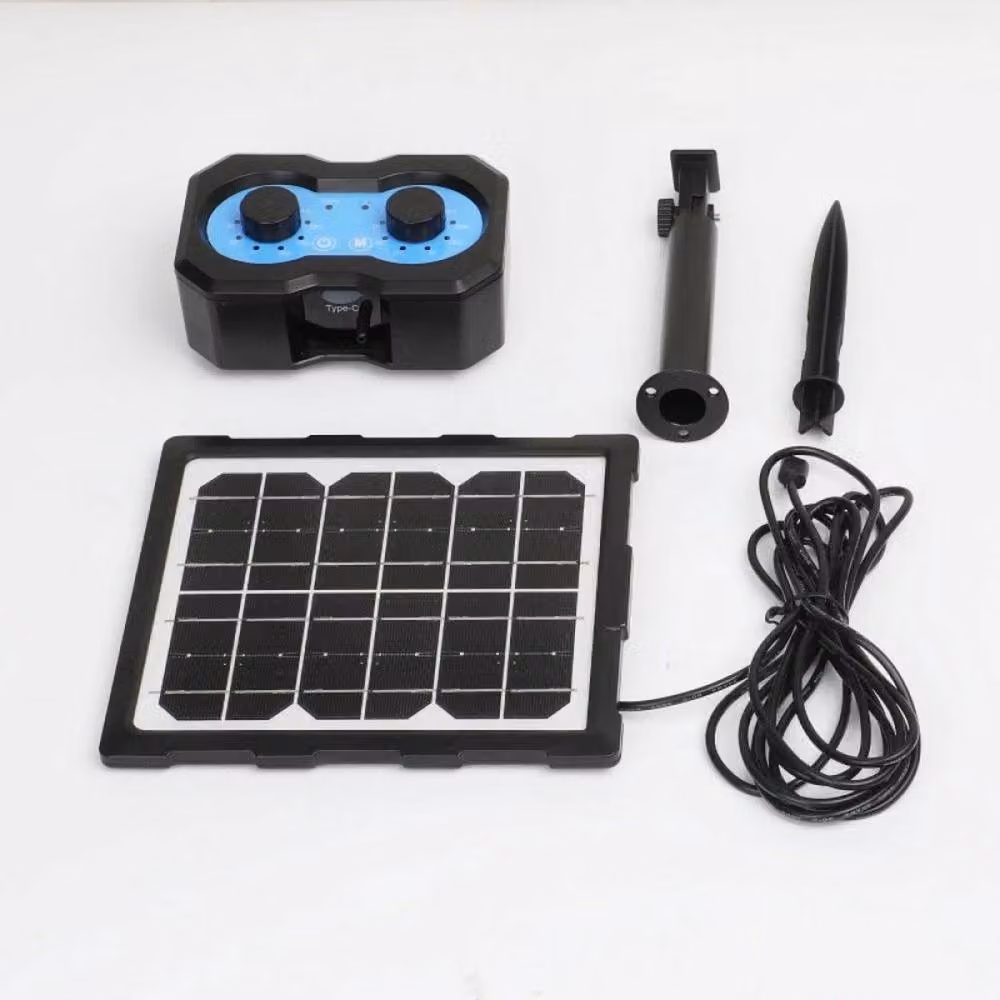 FLAVORA 3W Solar Air Pond Pump with Timer and Airstones, Black – 3