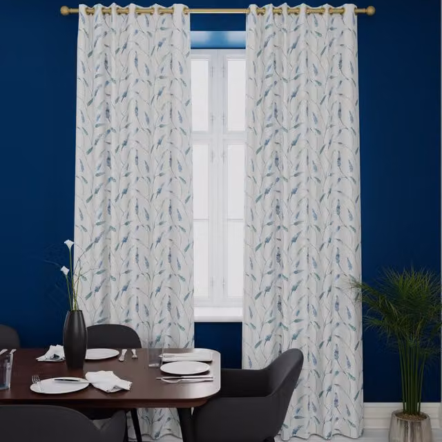 Terrys Weymouth Made to Measure Blackout Eyelet Curtain Panel in Blue and White Floral Design