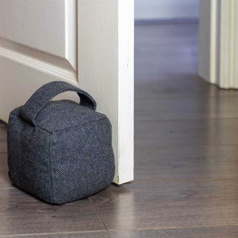 Nicola Spring Herringbone Fabric Door Stop in Grey – 4