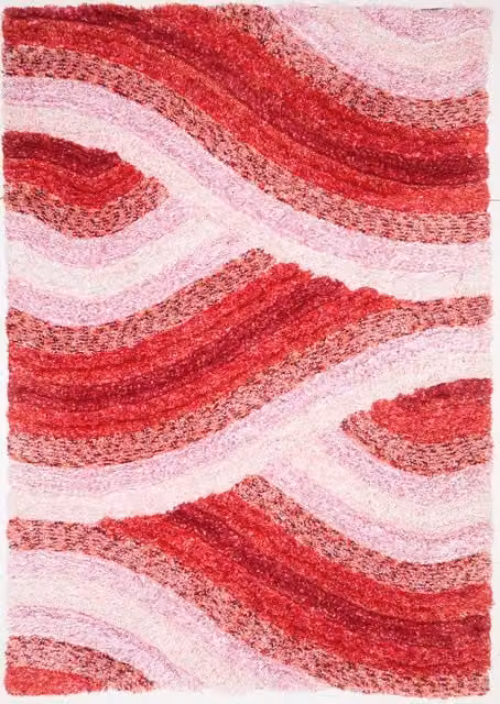 Rugstyle 3D Shaggy Wave Rectangular Rug in Pink, W: 160 cm, D: 230 cm – 1