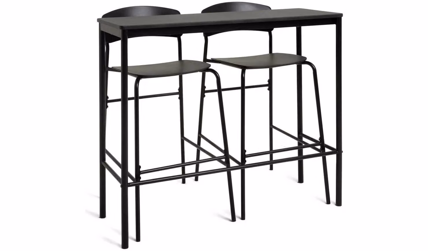 Stella Black Bar Table and 2 Black Stools Set