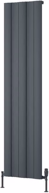 Bathroom Kingdom Gio Anthracite Flat Panel Vertical Aluminium Radiator, Grey, H: 180 cm, W: 47 cm