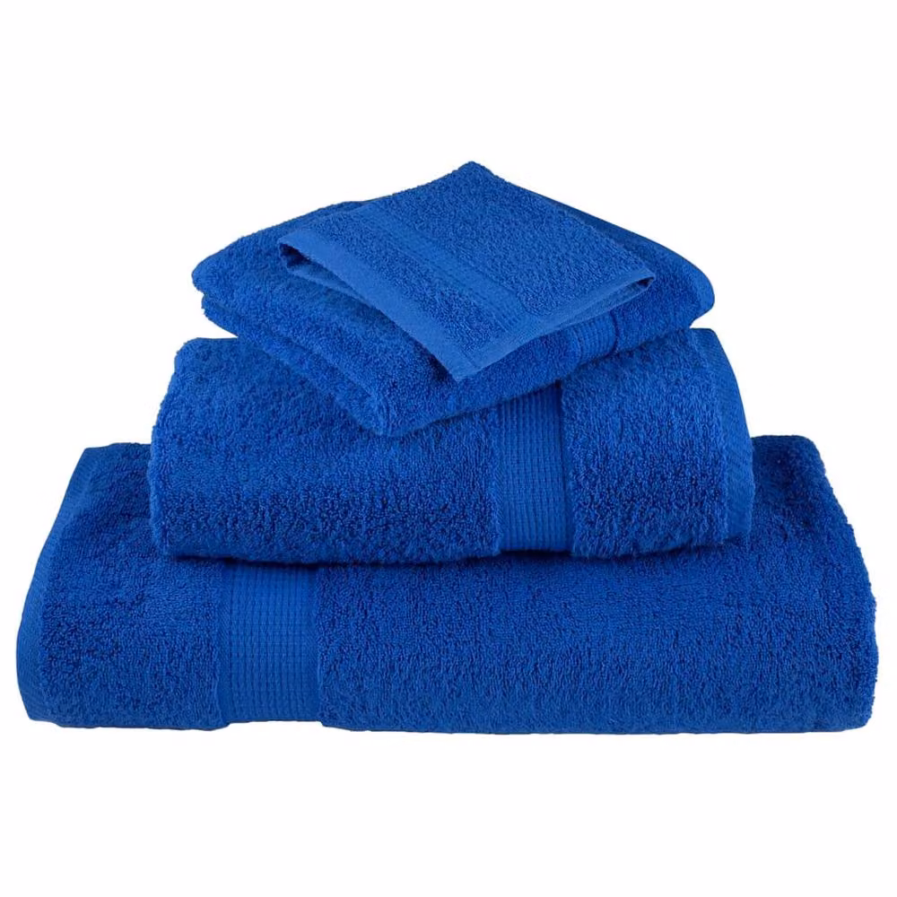 Berkfield Home SOLUND Premium Cotton Terry Hand Towels, Blue, 4 Pack, W: 50 cm, L: 100 cm, 600gsm – 4