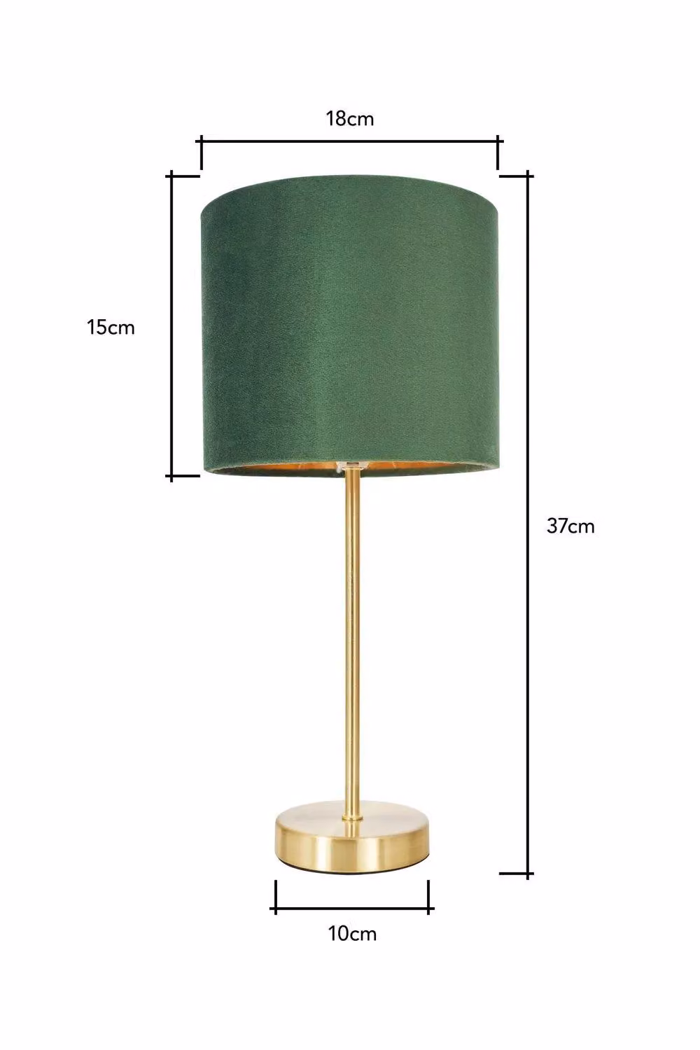 BHS Lighting Velvet Table Lamp in Green with Gold/Brass Base – 4