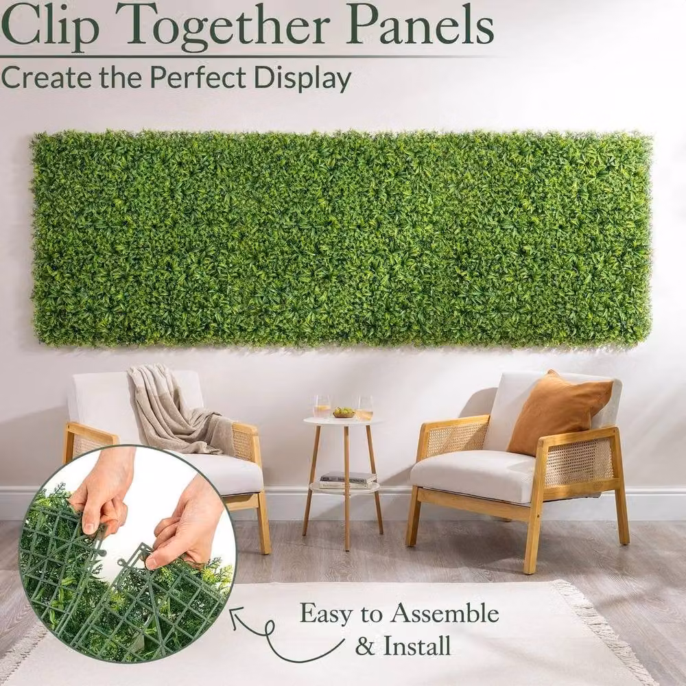NESTLUNE Artificial Hedge Green Living Wall Panels Fence Covering W: 100 cm, H: 15 cm – 3