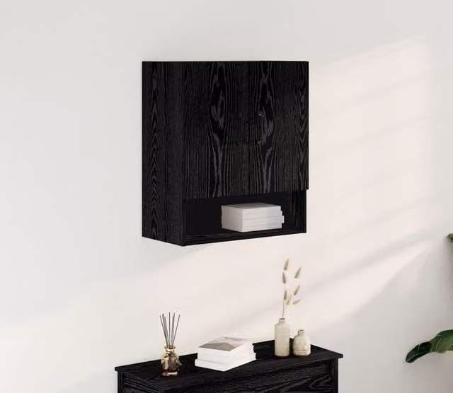 Berkfield Home Modern Wall Mounted Cabinet in Black Oak, W/D/H: 60 x 30 x 70 cm
