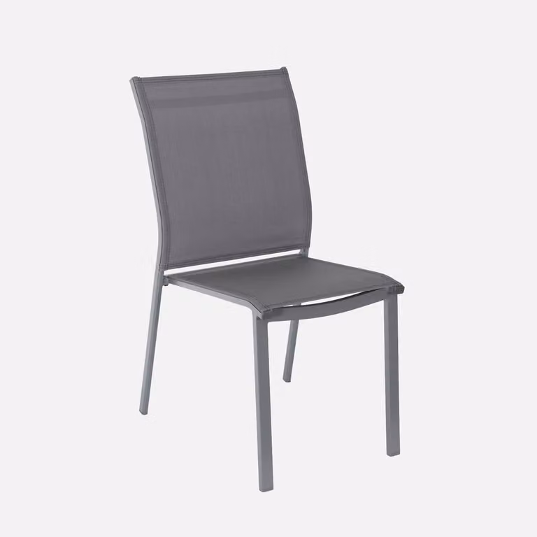 sweeek Set of 2 Stackable Modern Metal Garden Chairs in Matt Grey, H 89.5 x W 45.5 x D 45.5 cm