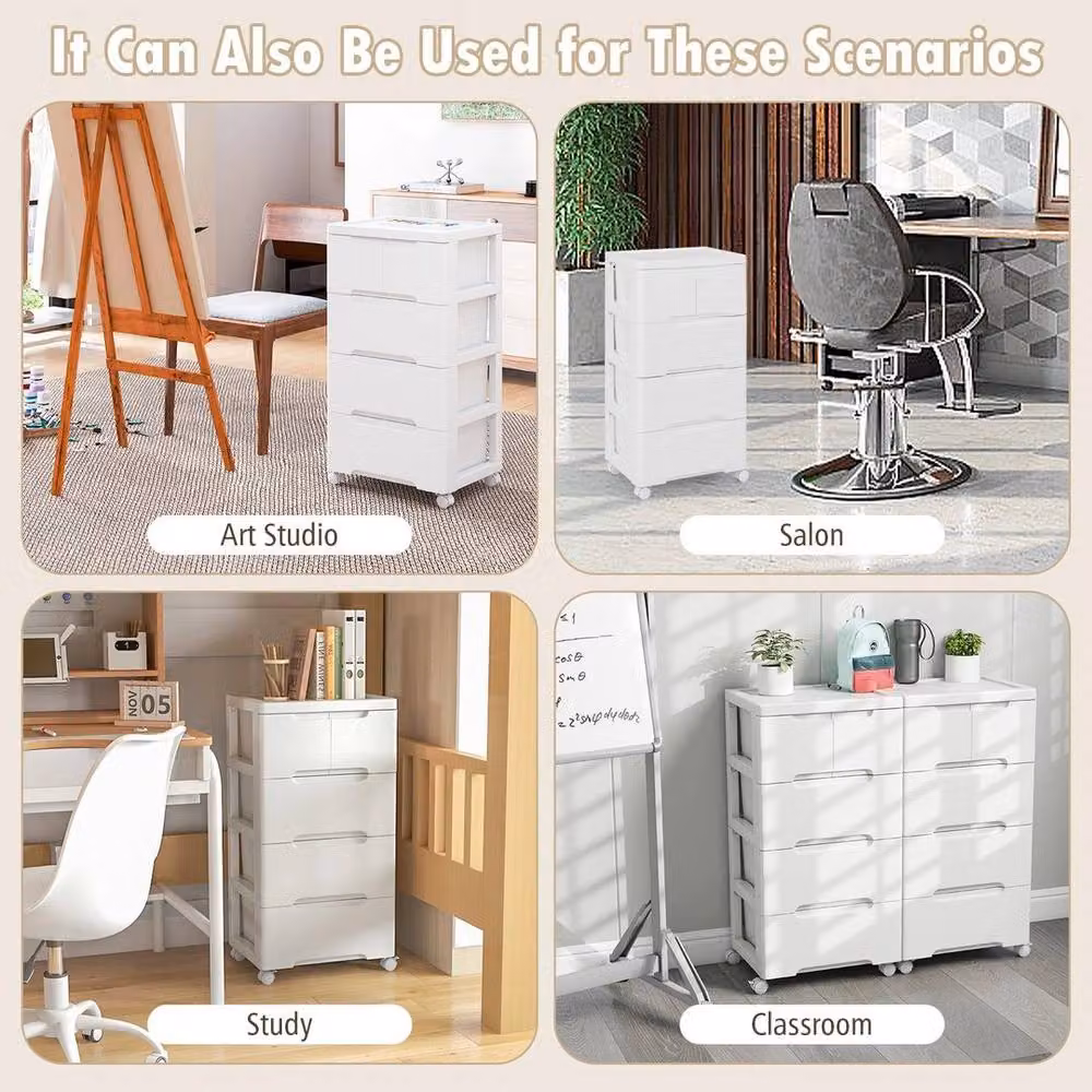 Kelvenix Rolling Vertical Storage Cabinet with Lock in White – 2