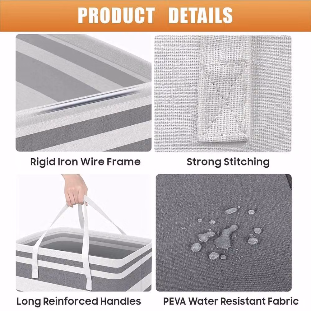 PAWNORA Collapsible Fabric Laundry Basket in Grey – 3
