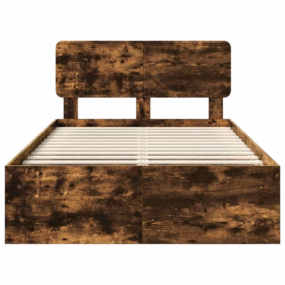 Berkfield Home Smoked Oak Bed Frame in Brown with Drawers, W/D/H: 120 x 200 cm – 3