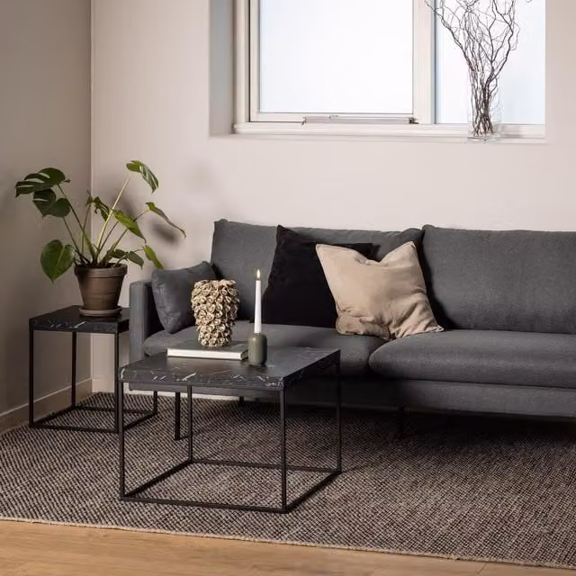FurnitureboxUK Baron Square Marble Effect Side Table in Black