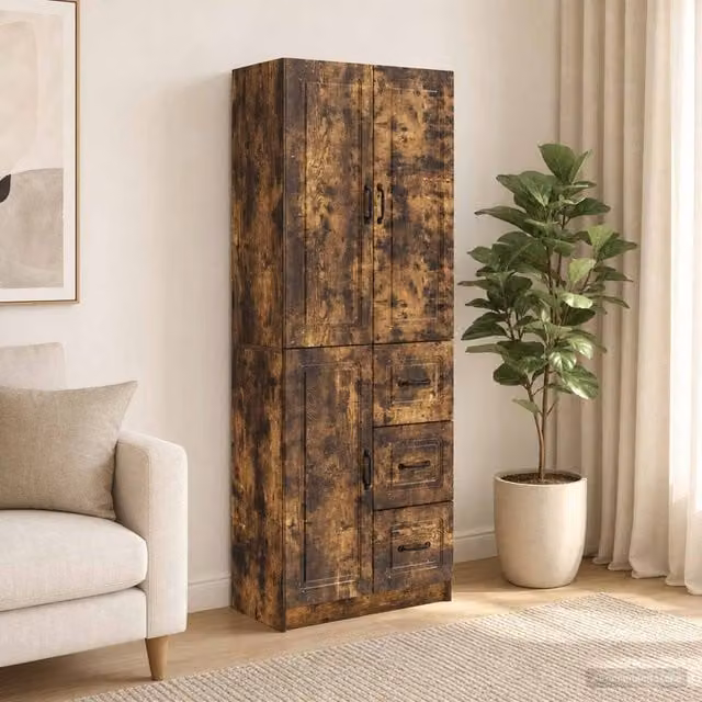 Berkfield Home Modern 2 Piece Cabinet Set in Smoked Oak Brown Engineered Wood – 1