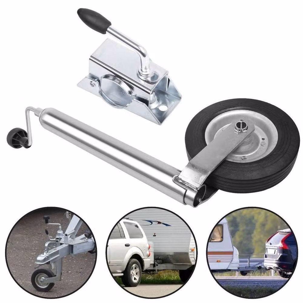 KORVIXA Heavy Duty Jockey Wheel with Clamp and Swivel Rubber Wheel, Silver – 2