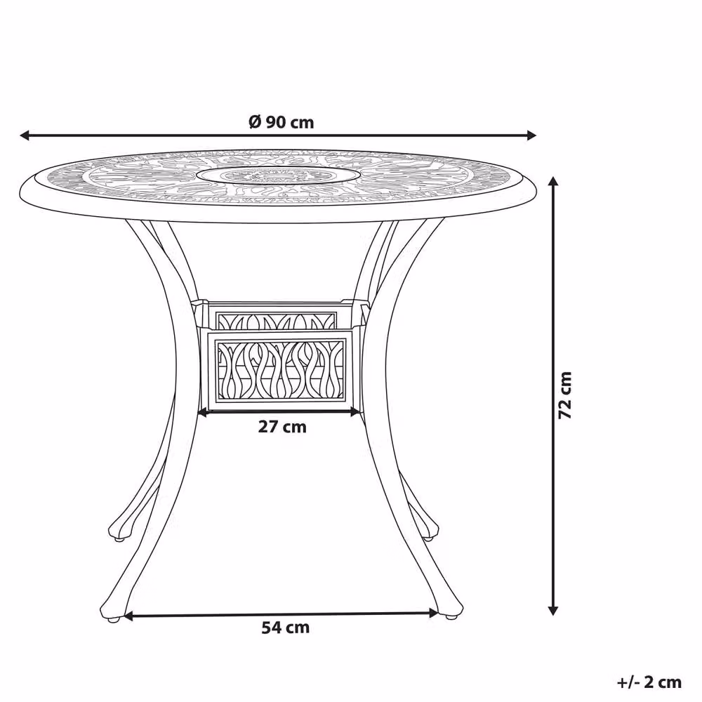 Wyld and Coco Round Aluminium Dining Table in Black Vintage, Diameter: 90 cm, Height: 72 cm – 4