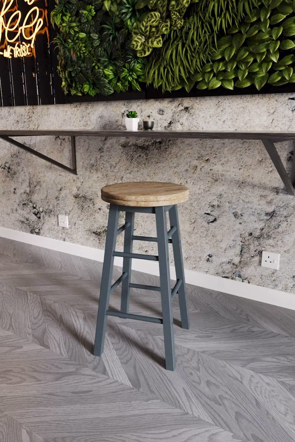HD Designs Classic Wooden Revolving Bar Stool in Grey – 4