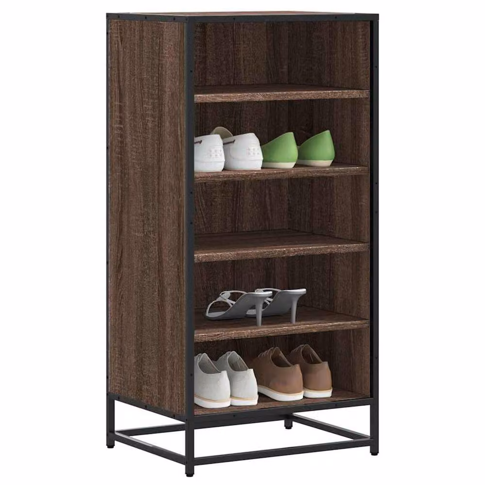 Berkfield Home Industrial Shoe Rack in Brown Oak, W/D/H: 48 x 38 x 97.5 cm – 2
