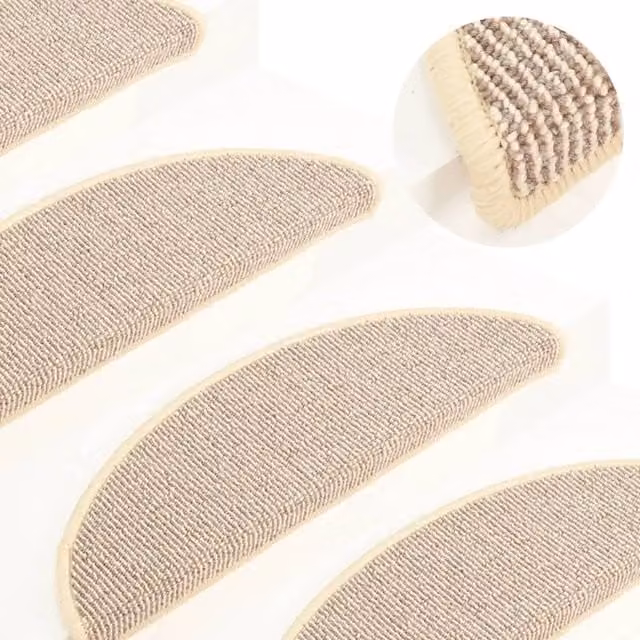 Berkfield Home Self-Adhesive Carpet Stair Treads, 15 Pieces, White and Brown, W: 56 cm, D: 17 cm, H: 3 cm