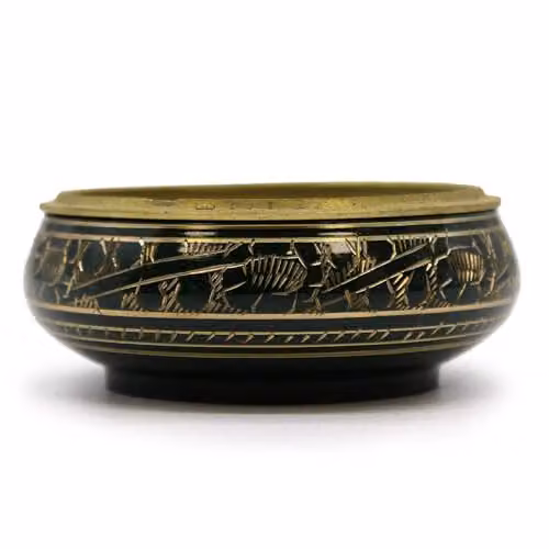 KDMD Chakra Charcoal Incense Jar Heart in Black, Green and Gold