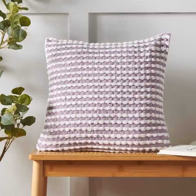 Catherine Lansfield Stab Stitch Filled Square Cushion, Purple and Pink, W/D/H: 43 x 43 x 43 cm