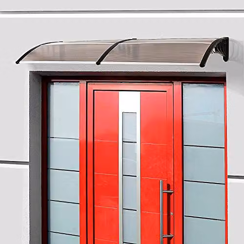 Outsunny Transparent Curved Window and Door Canopy, Polycarbonate and Aluminium Outdoor Awning for Patio and Porch, W: 80 cm, D: 200 cm – 2