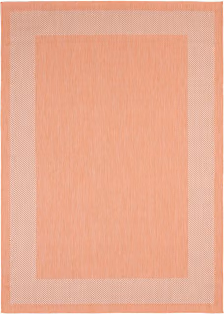 The Rugs Ecology Collection Striped Bordered Outdoor Rug in Orange, Width: 140 cm