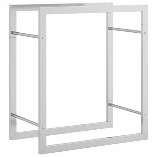 vidaXL Freestanding Stainless Steel Firewood Rack in Silver, W/D/H: 50 x 28 x 56 cm