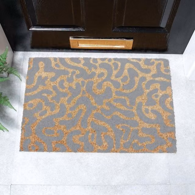 Artsy Mats Grey Abstract Blobs Pattern Doormat, W: 60 cm, D: 40 cm – 1