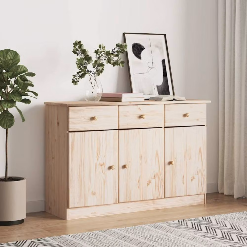 Berkfield Home ALTA Sideboard in Light Tan Solid Pine Wood, W/D/H: 112 x 35 x 73 cm – 1