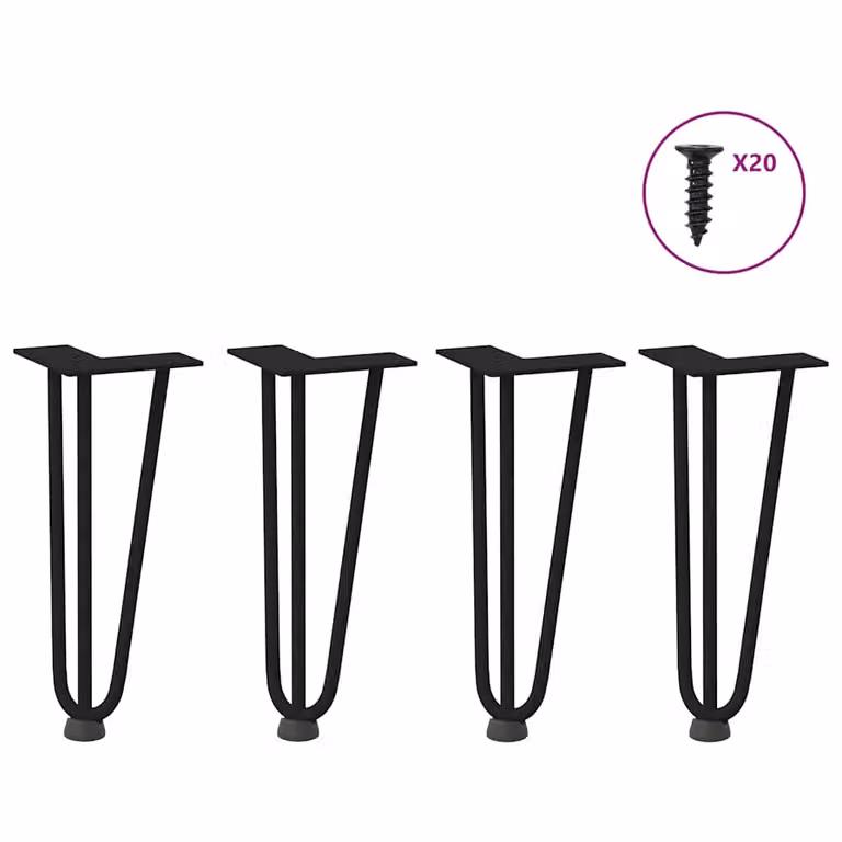 Berkfield Home Modern Hairpin Table Legs, 4 Piece Set, Matt Black Metal, Height: 30 cm