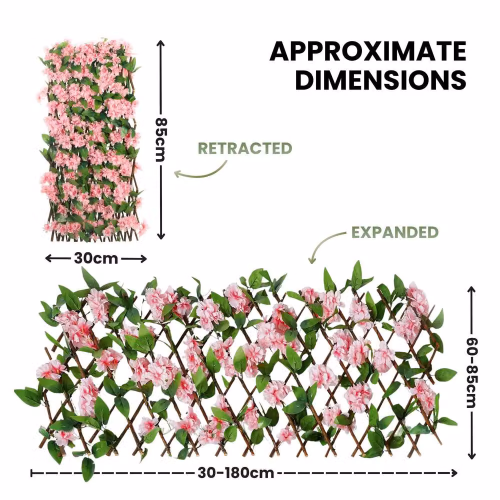 Marco Paul Expandable Artificial Pink Blossom Trellis Privacy Screen, W/H: 60 x 180 cm – 2