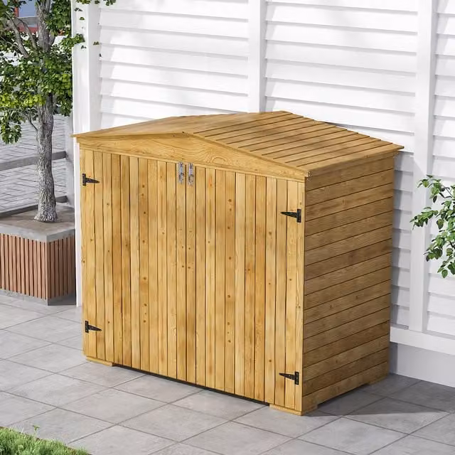 Livingandhome Classic Lockable Pent Wooden Garden Storage Shed in Brown