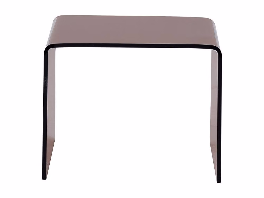 Vente-unique SUZANA Bedside Table in Brown Transparent Curved Tempered Glass, W/D/H: 40 x 40 x 60 cm – 2